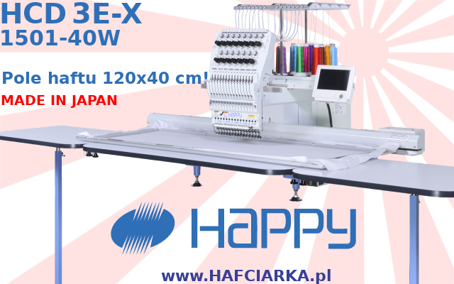 HAPPY HCD3E-X 1501-40W - Komputerowa, japońska hafciarka przemysłowa z najwyższej półki